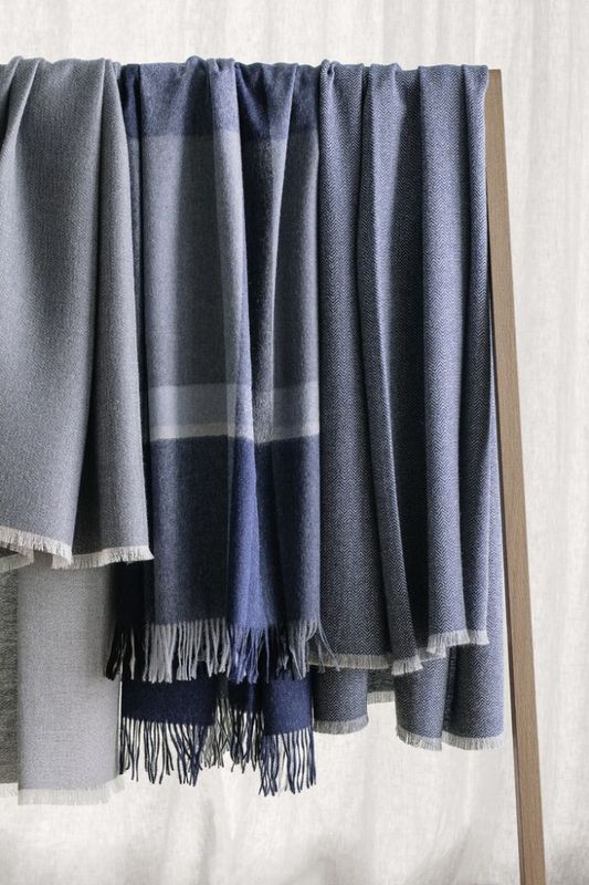 Elvang Venice pledd white/grey blue