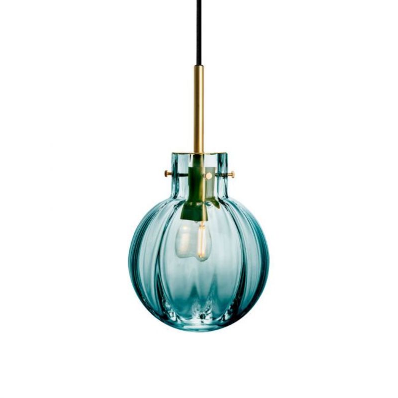 Bordlampe Optikk Blågrønn messing sokkel