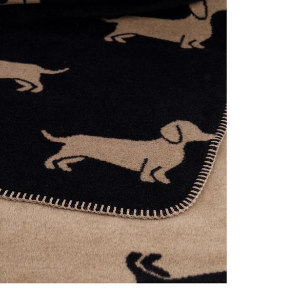 Pledd med hundemotiv, We love dogs pledd fra Caw&oslash;, sort