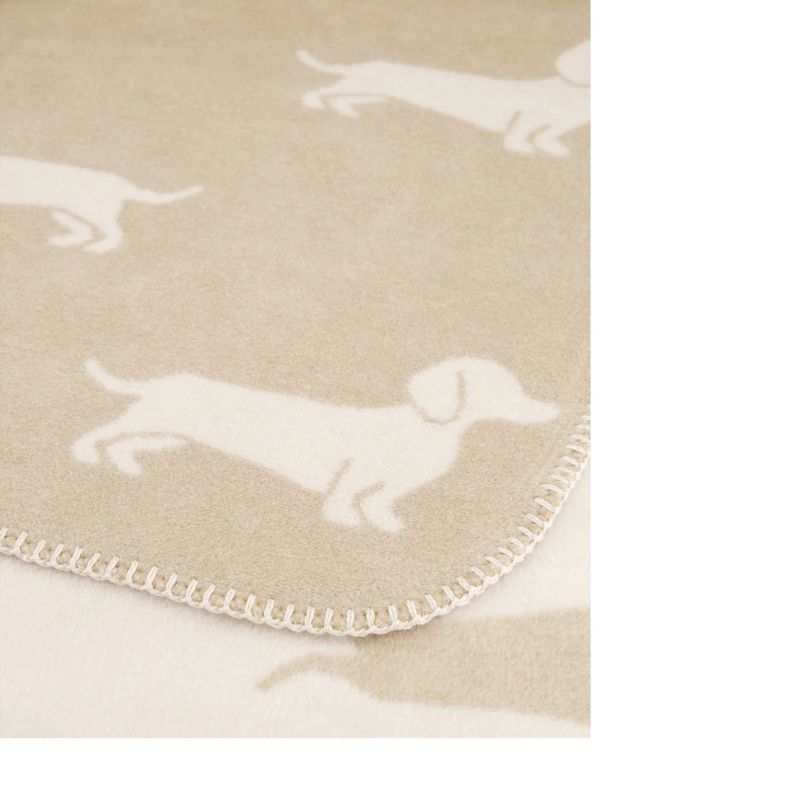 Pledd med hundemotiv, We love dogs pledd fra Cawø, beige