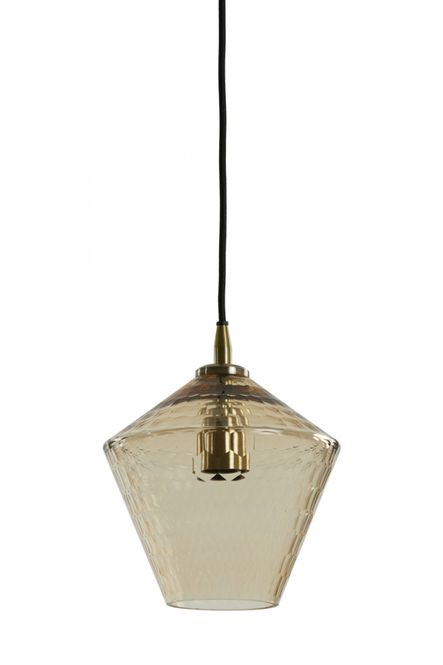 Hovedbilde Delila taklampe i ravfarget glass og antikk ...